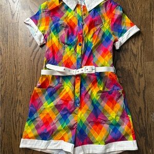 Unique Vintage Multicolor Plaid Jumpsuit